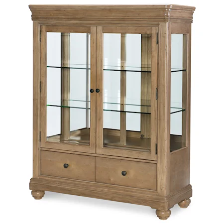 2 Door Display Cabinet with Mirrored Back and Touch Lighting